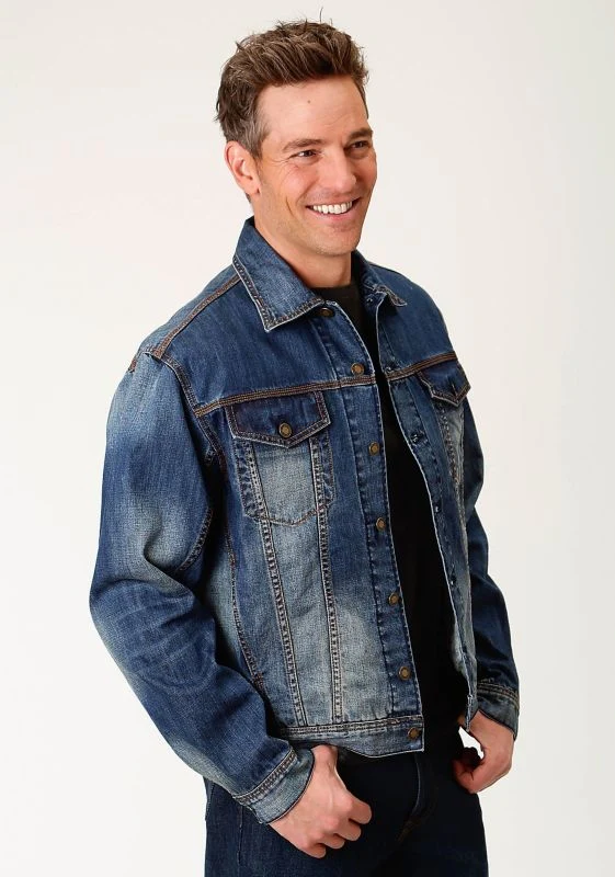 Stetson Mens Denim Jacket with Logo LG Blue - Image 4