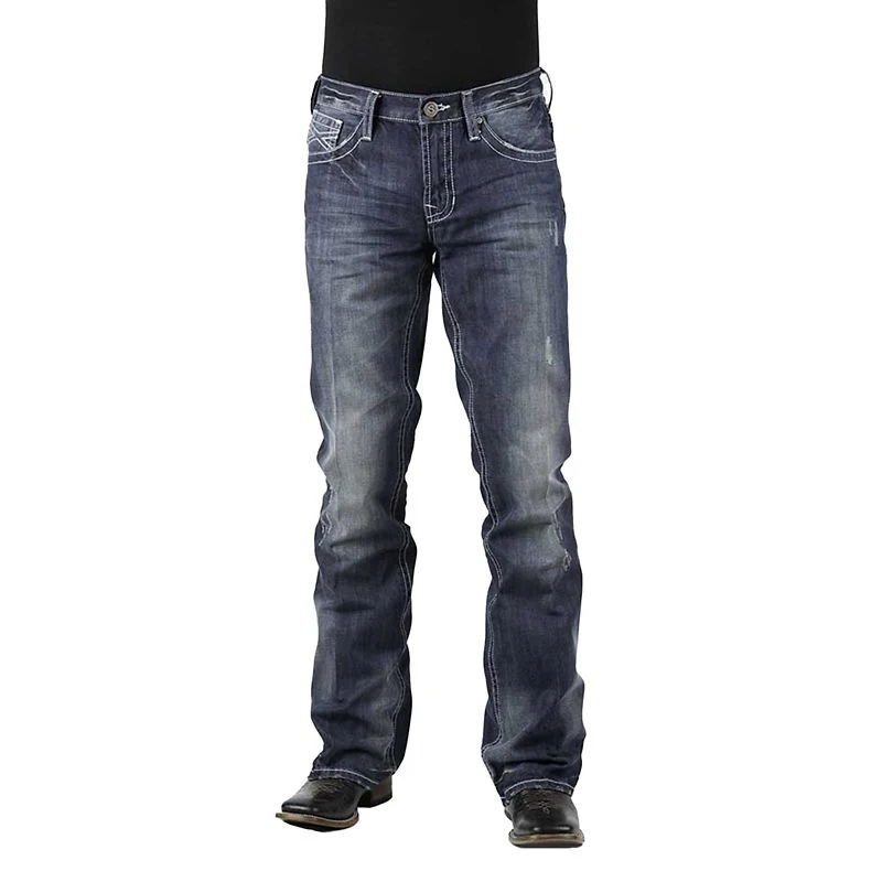 Stetson Mens Med Wash with White X Jeans - Image 3