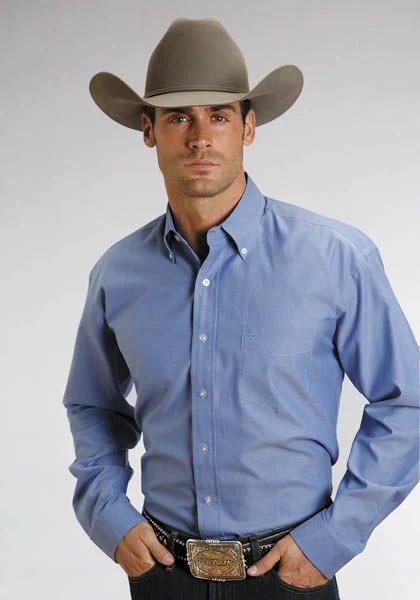 Stetson Mens Pinpoint Oxford Button Down Blue - Image 5