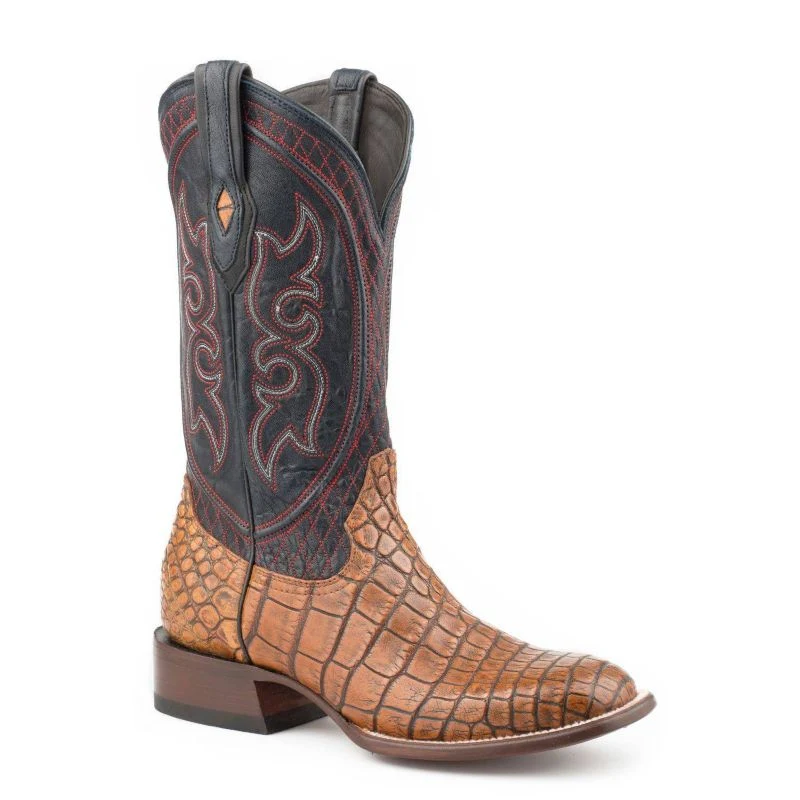 Stetson Mens Roundup Boots 10 D Taupe/Blue - Image 11