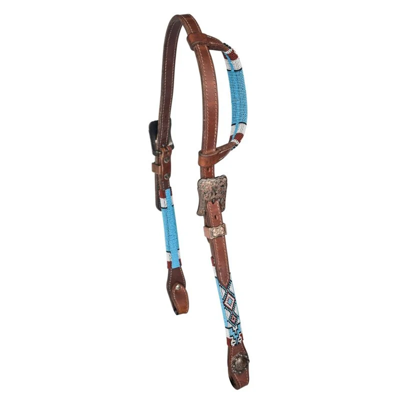 Tabelo Ear Headstall with Aztec Beaded Trim - Image 2