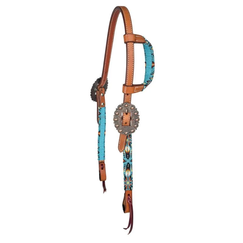 Tabelo Ear Headstall with Aztec Beaded Trim - Image 3
