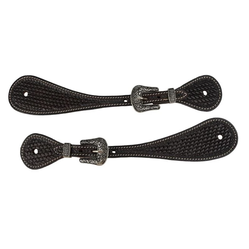 Tabelo Shaped Spur Straps with Basket Tooling - Image 2
