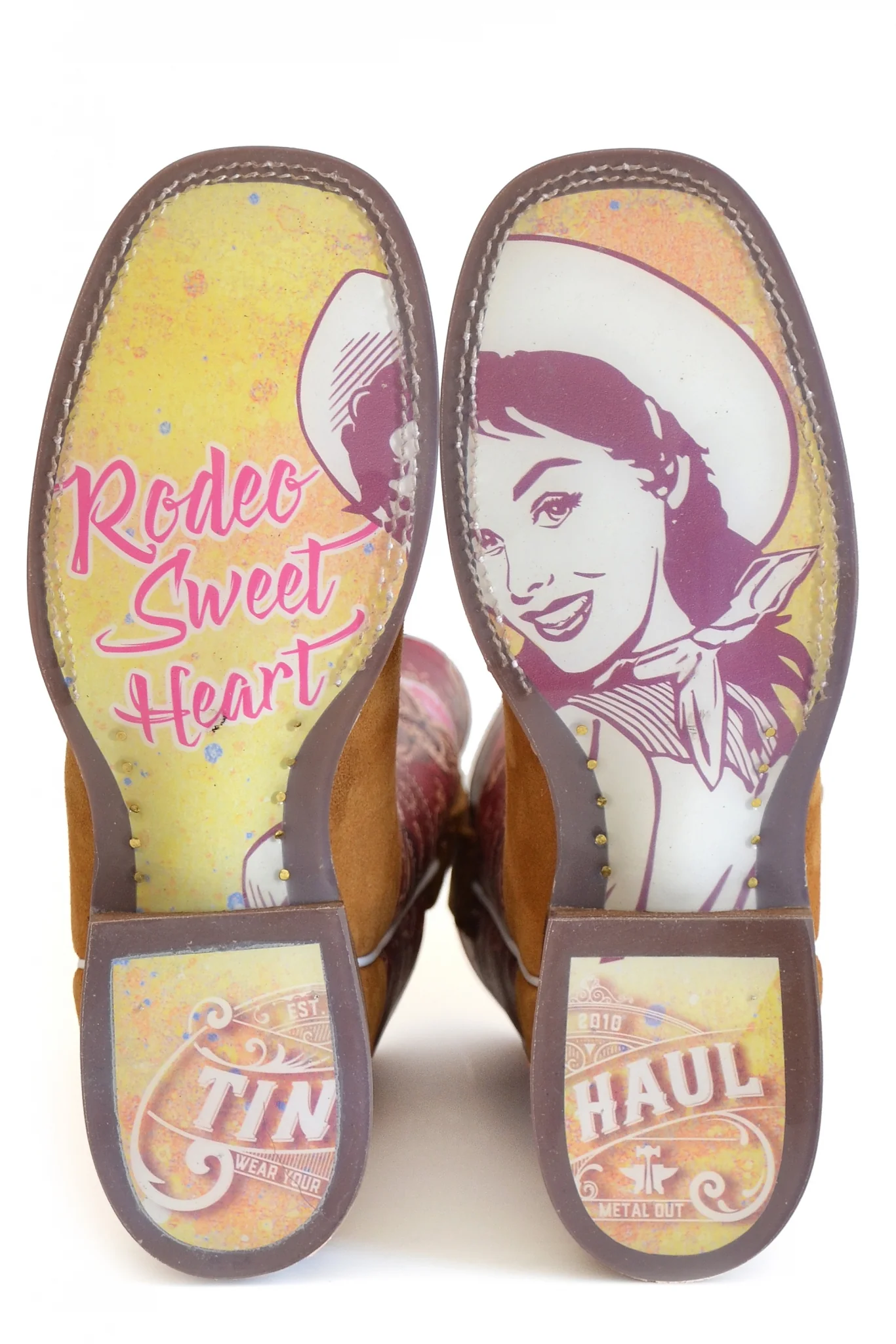 Tin Haul Ladies Square Toe Boots - Rodeo Sweetheart with Retro Cowgirl Sole - Image 2
