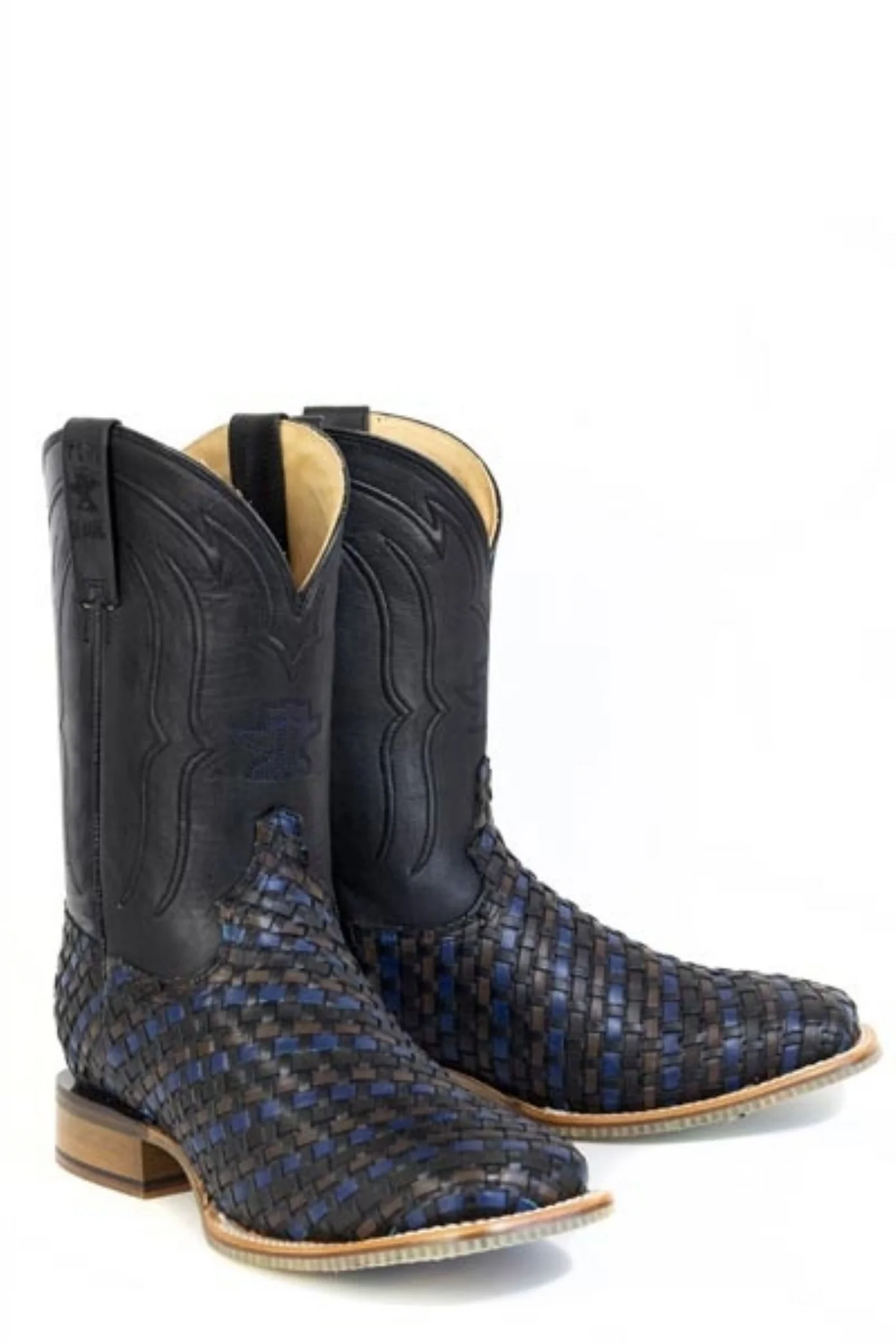 Tin Haul Mens Black N Blue Square Toe Boots - Image 3