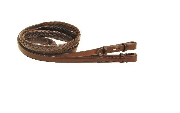 Tory Lthr Plaited Reins Hook/Stud Ends 72In Hav - Image 2
