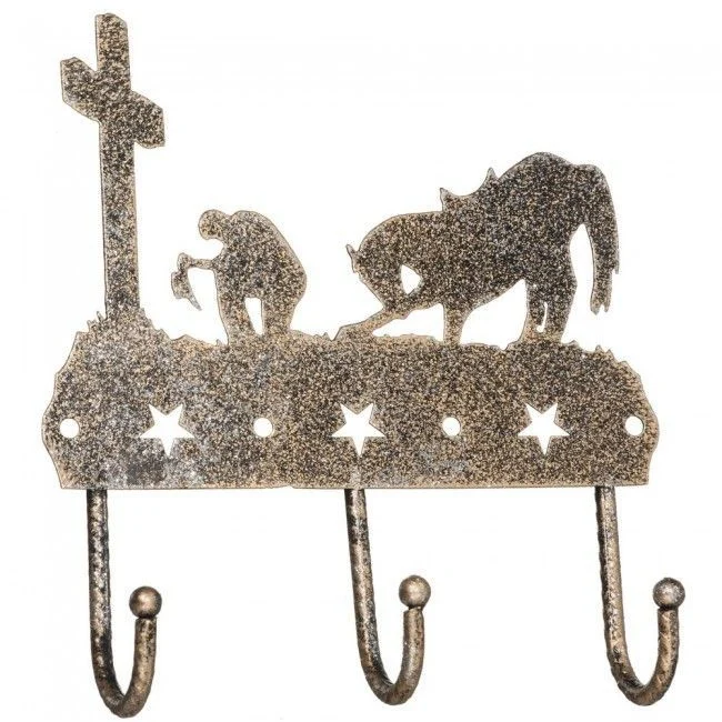 Tough1 3 Hook Rack/Equine Motif/Glitter Finish