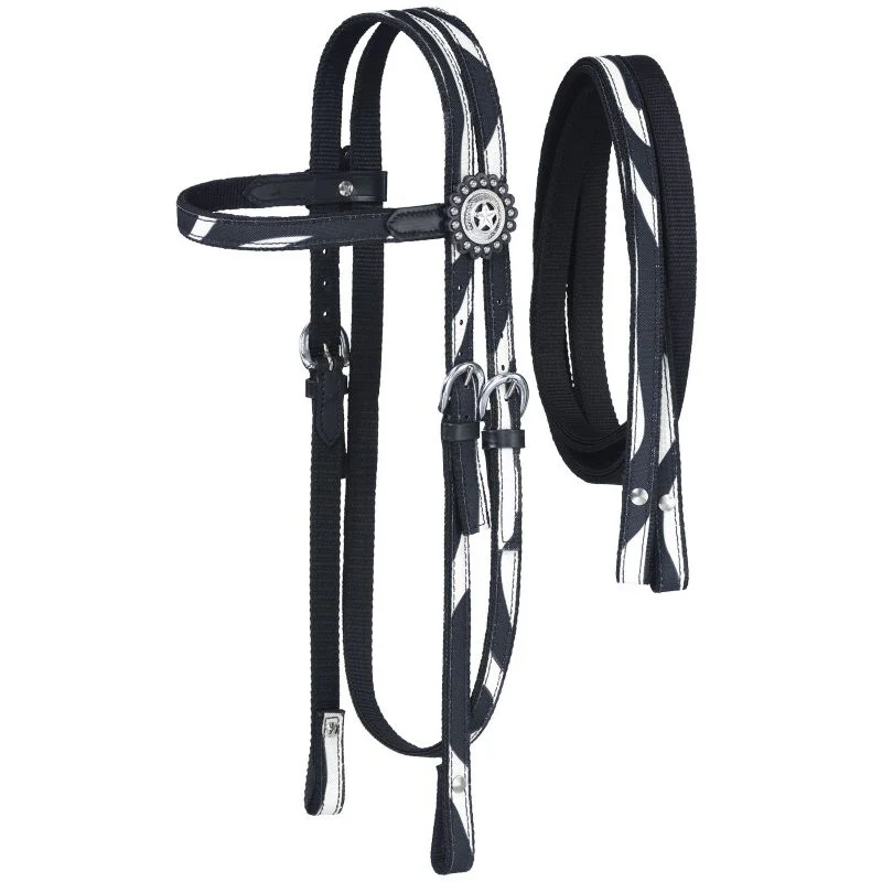 Tough1 Eclipse Fun Zebra Headstall with Reins