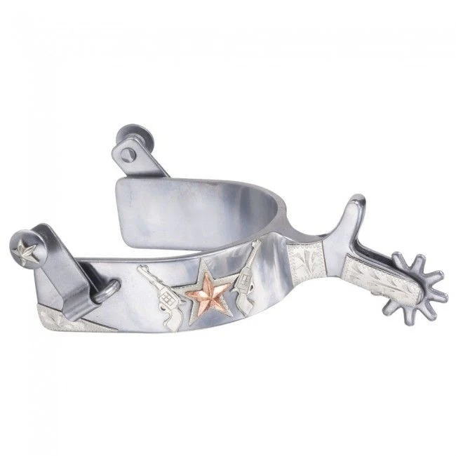 Tough1 Sweet Iron Spurs With Gun And Star Design B
