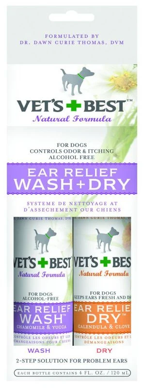 Vets Best Dog Ear Relief Wash n Dry 2 Pack - Image 2